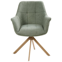 Wyld And Coco Nordic Nest Swivel Dining Chair - Light Green Bouclé Upholstered - thumbnail 1