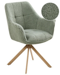 Wyld And Coco Nordic Nest Swivel Dining Chair - Light Green Bouclé Upholstered - thumbnail 3
