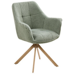 Wyld And Coco Nordic Nest Swivel Dining Chair - Light Green Bouclé Upholstered - thumbnail 5