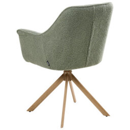 Wyld And Coco Nordic Nest Swivel Dining Chair - Light Green Bouclé Upholstered - thumbnail 6