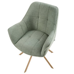 Wyld And Coco Nordic Nest Swivel Dining Chair - Light Green Bouclé Upholstered - thumbnail 7