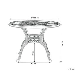 Beliani Garden Dining Table Sapri 100 Cm 100 Cm Metal Dark Brown - thumbnail 3