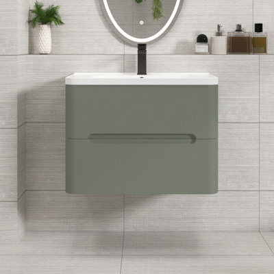 Royal Bathrooms Venice 700mm Sage Green Wall Hung Vanity Unit 2 Drawer With Ceramic Basin - image 1