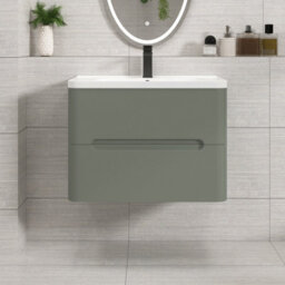 Royal Bathrooms Venice 700mm Sage Green Wall Hung Vanity Unit 2 Drawer With Ceramic Basin