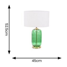 Valuelights Leigh Forest Green Glass And Gold Detail Table Lamp With White Drum Shade - thumbnail 5