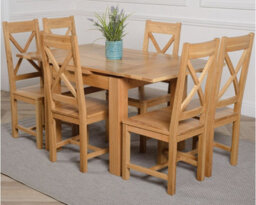 That's Furniture Richmond 90Cm - 150Cm Square Oak Extending Dining Table And 6 Chairs Dining Set With Berkeley Chairs - thumbnail 1