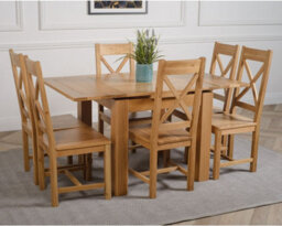 That's Furniture Richmond 90Cm - 150Cm Square Oak Extending Dining Table And 6 Chairs Dining Set With Berkeley Chairs - thumbnail 3