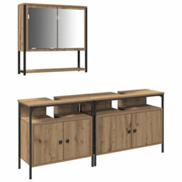 Berkfield Modern 3 Piece Bathroom Furniture Set Artisan Oak Engineered Wood