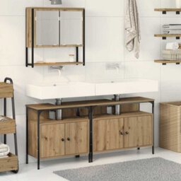 Berkfield Modern 3 Piece Bathroom Furniture Set Artisan Oak Engineered Wood - thumbnail 2