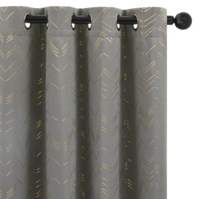 Deconovo Foil Printed Thermal Curtains 66 X 54 Inch Light Grey 2 Panels Super Soft Ring Top Blackout Curtains For Bedroom - image 1