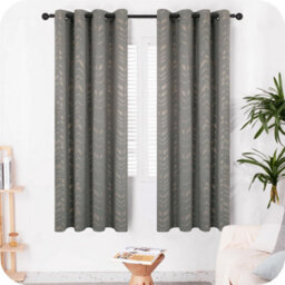 Deconovo Foil Printed Thermal Curtains 66 X 54 Inch Light Grey 2 Panels Super Soft Ring Top Blackout Curtains For Bedroom - thumbnail 2