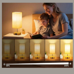 Touch Control Bedside Table Lamp 5 Way Dimmable Usb Charging Ports - thumbnail 4