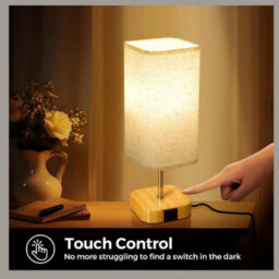 Touch Control Bedside Table Lamp 5 Way Dimmable Usb Charging Ports - thumbnail 3