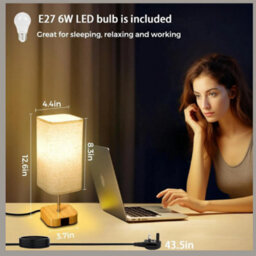 Touch Control Bedside Table Lamp 5 Way Dimmable Usb Charging Ports - thumbnail 2