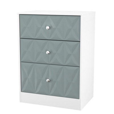 San Jose Ready Assembled Matt Duck Egg Blue & White No Effect 3 Drawer Deep Chest (H)791mm (W)746mm (D)395mm - image 1