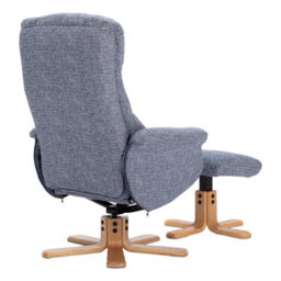 Morris Living The Cairo - Lisbon Marine Blue Fabric - Swivel Recliner Chair & Matching Footstool - thumbnail 9
