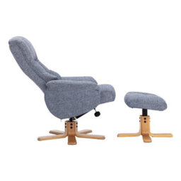 Morris Living The Cairo - Lisbon Marine Blue Fabric - Swivel Recliner Chair & Matching Footstool - thumbnail 8