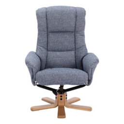 Morris Living The Cairo - Lisbon Marine Blue Fabric - Swivel Recliner Chair & Matching Footstool - thumbnail 5