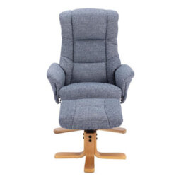 Morris Living The Cairo - Lisbon Marine Blue Fabric - Swivel Recliner Chair & Matching Footstool - thumbnail 4