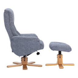 Morris Living The Cairo - Lisbon Marine Blue Fabric - Swivel Recliner Chair & Matching Footstool - thumbnail 7