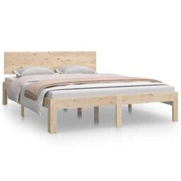 Berkfield Bed Frame Solid Wood 135X190 Cm Double - thumbnail 2