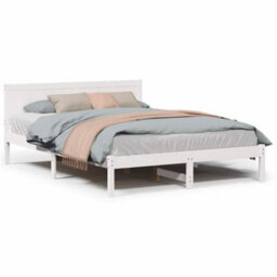 Berkfield White Wood Bed Frame White Wood 160 X 200 Cm Durable - thumbnail 4