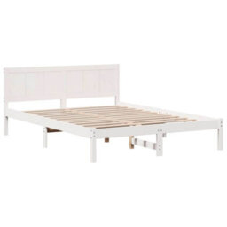 Berkfield White Wood Bed Frame White Wood 160 X 200 Cm Durable - thumbnail 2