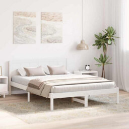 Berkfield White Wood Bed Frame White Wood 160 X 200 Cm Durable - thumbnail 5