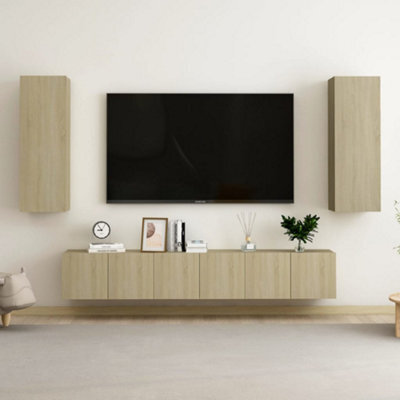 Walplus 5 Piece Tv Cabinet Set Sonoma Oak Engineered Wood - image 1