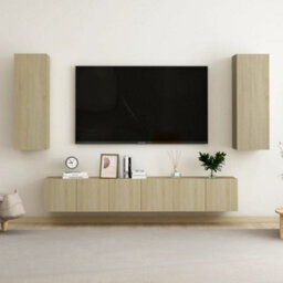 Walplus 5 Piece Tv Cabinet Set Sonoma Oak Engineered Wood - thumbnail 1