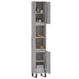 Berkfield Bathroom Cabinet Grey Sonoma 30X30X190 Cm Engineered Wood - thumbnail 4