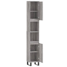 Berkfield Bathroom Cabinet Grey Sonoma 30X30X190 Cm Engineered Wood - thumbnail 6