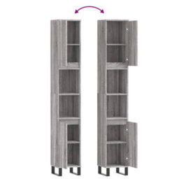 Berkfield Bathroom Cabinet Grey Sonoma 30X30X190 Cm Engineered Wood - thumbnail 9