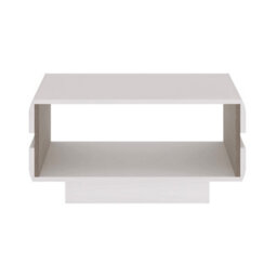 Wyld Haus Foxwhisk Small Square Coffee Table - White Gloss With Truffle Oak Trim, 750 X 385 mm - thumbnail 3