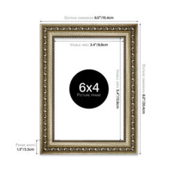 6X4 Champaign Ornate Picture Frame (15.2 X 10.2Cm) Poster, Photo, Artwork, Gallery Wall Or Print - thumbnail 2