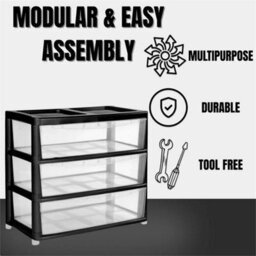 3 Tier Black/clear Jumbo Drawer Large Jumbo Storage Drawer Clear Organizer Plastic Tower Unit Home Office - thumbnail 5