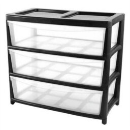 3 Tier Black/clear Jumbo Drawer Large Jumbo Storage Drawer Clear Organizer Plastic Tower Unit Home Office