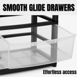 3 Tier Black/clear Jumbo Drawer Large Jumbo Storage Drawer Clear Organizer Plastic Tower Unit Home Office - thumbnail 6
