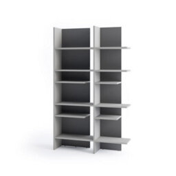 Arte Illuminated Left-Side Bookcase H1970mm W1190mm D320mm - Modern Grey & Graphite With Led Lighting - thumbnail 1