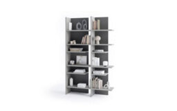 Arte Illuminated Left-Side Bookcase H1970mm W1190mm D320mm - Modern Grey & Graphite With Led Lighting - thumbnail 2