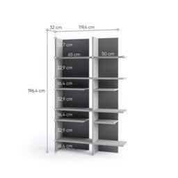 Arte Illuminated Left-Side Bookcase H1970mm W1190mm D320mm - Modern Grey & Graphite With Led Lighting - thumbnail 3