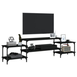 Walplus Tv Cabinet Black 197X35X52 Cm Engineered Wood - thumbnail 4