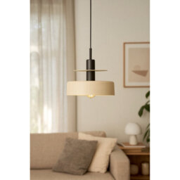 Luminosa Lighting Luminosa Solea Dome Pendant Ceiling Light Beige, Black 1X E27 - thumbnail 2