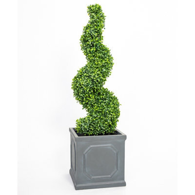 Primrose Artificial Garden Patio Box Topiary Buxus Grass Spiral Bush 90Cm - image 1