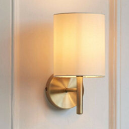 Dimmable Led Wall Light Antique Brass & Cream Shade Modern Lounge Lamp Lighting - thumbnail 3