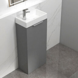 Royal Bathrooms Royal Bathroom Como 400mm Floor Standing Cloakroom Vanity Unit With 1 Tap Hole Ceramic Basin 1 Door Cabinet - Indigo Grey Gloss - thumbnail 6