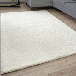 The Rugs White Soft Plain Design Fluffy Shaggy Rugs And Runners High Pile Living Room Kitchen Hallway 380 - thumbnail 1