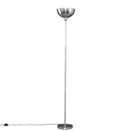 Valuelights Forseti Modern Brushed Chrome Uplighter Floor Lamp With Bowl Shaped Shade - Includes 6W Led Gls Bulb 3000K Warm White