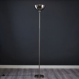 Valuelights Forseti Modern Brushed Chrome Uplighter Floor Lamp With Bowl Shaped Shade - Includes 6W Led Gls Bulb 3000K Warm White - thumbnail 2