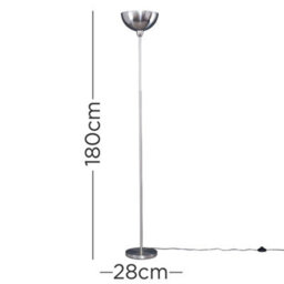 Valuelights Forseti Modern Brushed Chrome Uplighter Floor Lamp With Bowl Shaped Shade - Includes 6W Led Gls Bulb 3000K Warm White - thumbnail 4